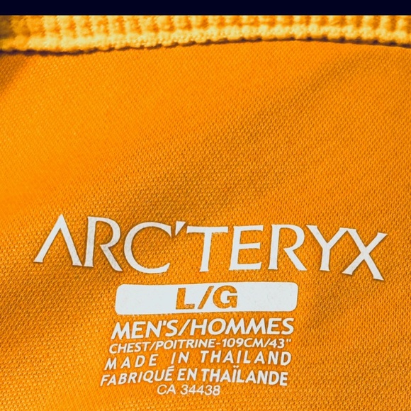 ARCTERYX MENS LARGE DELTA 1/4 ZIP NECK LW FLEECE PULLOVER BASELAYER 
NWOT YELLOW - Picture 8 of 13